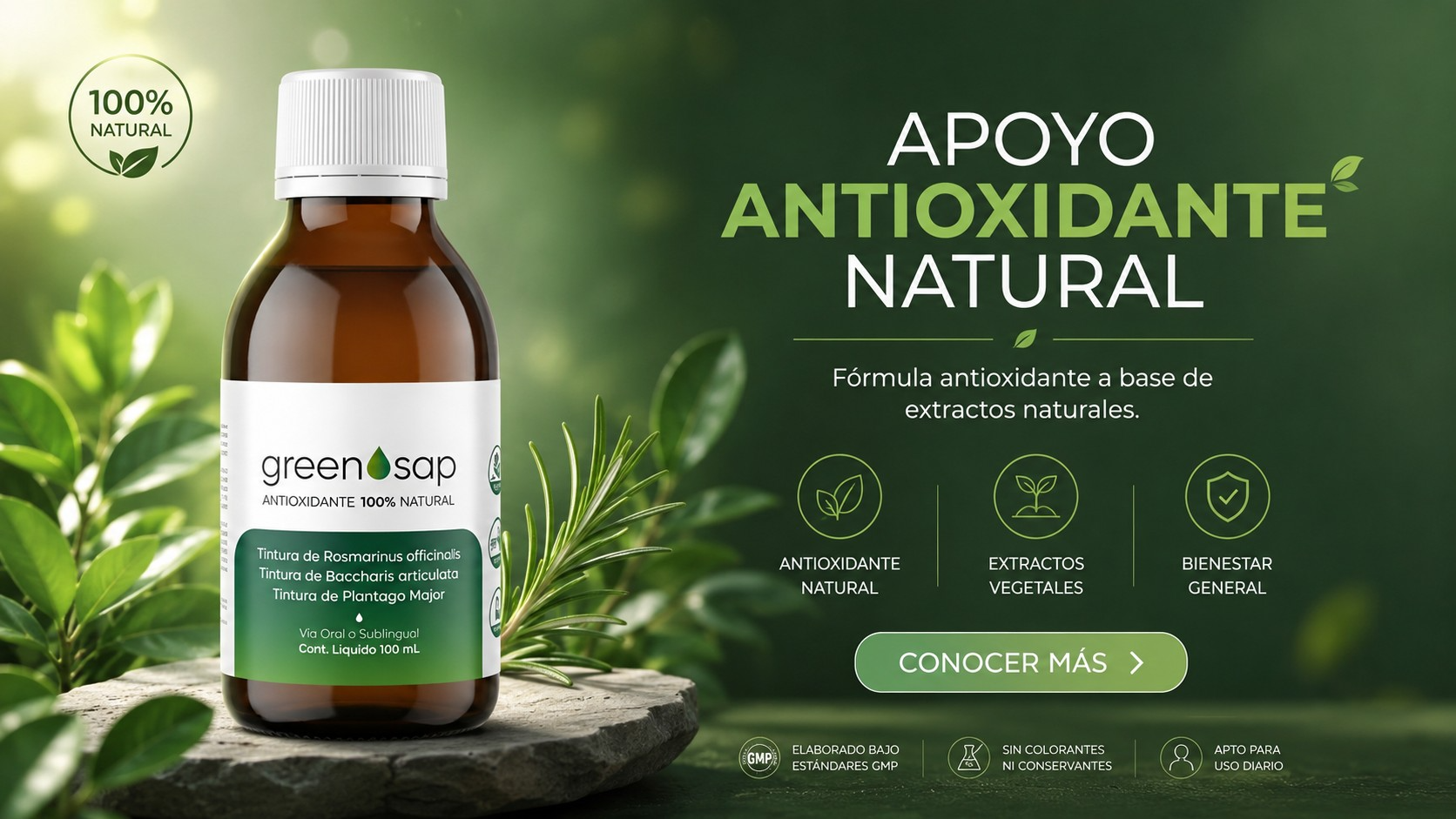 Green Sap Antioxidante Natural - Fórmula a base de extractos vegetales